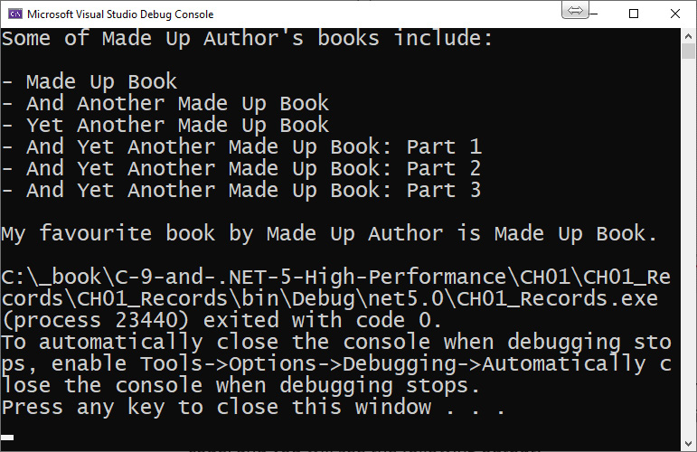 Figure 1.5 – Init-only properties showing their immutability
