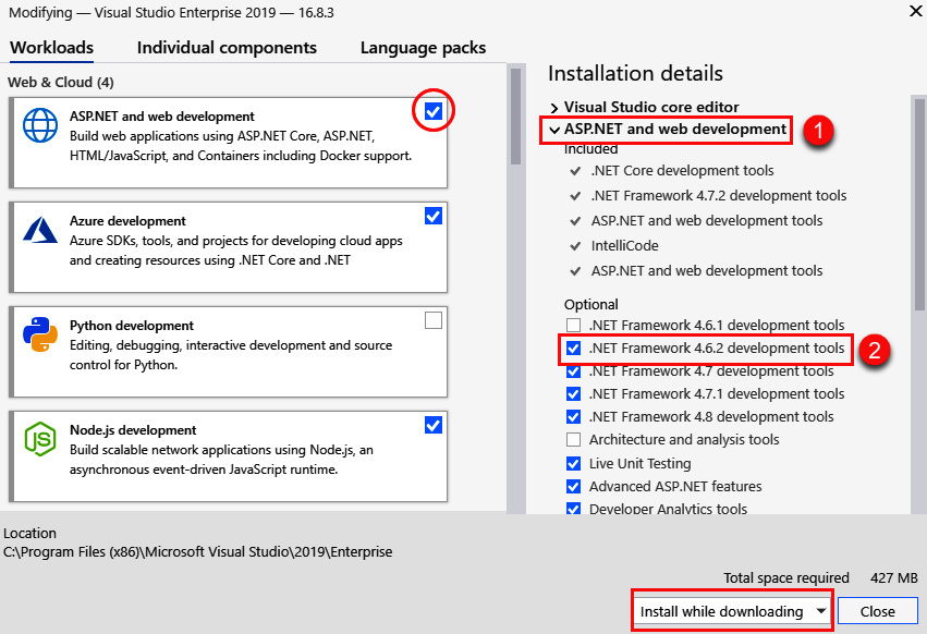 Figure. 1.2 – .NET Framework 4.6.2 installation