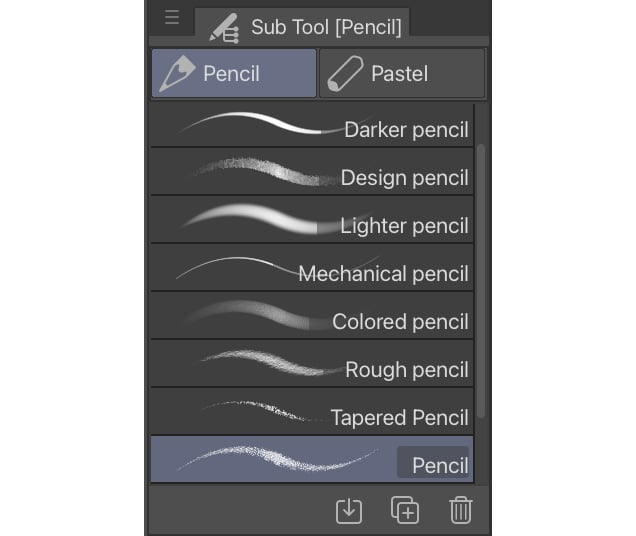 Figure 2.3 – Screenshot of the Sub Tool palette
