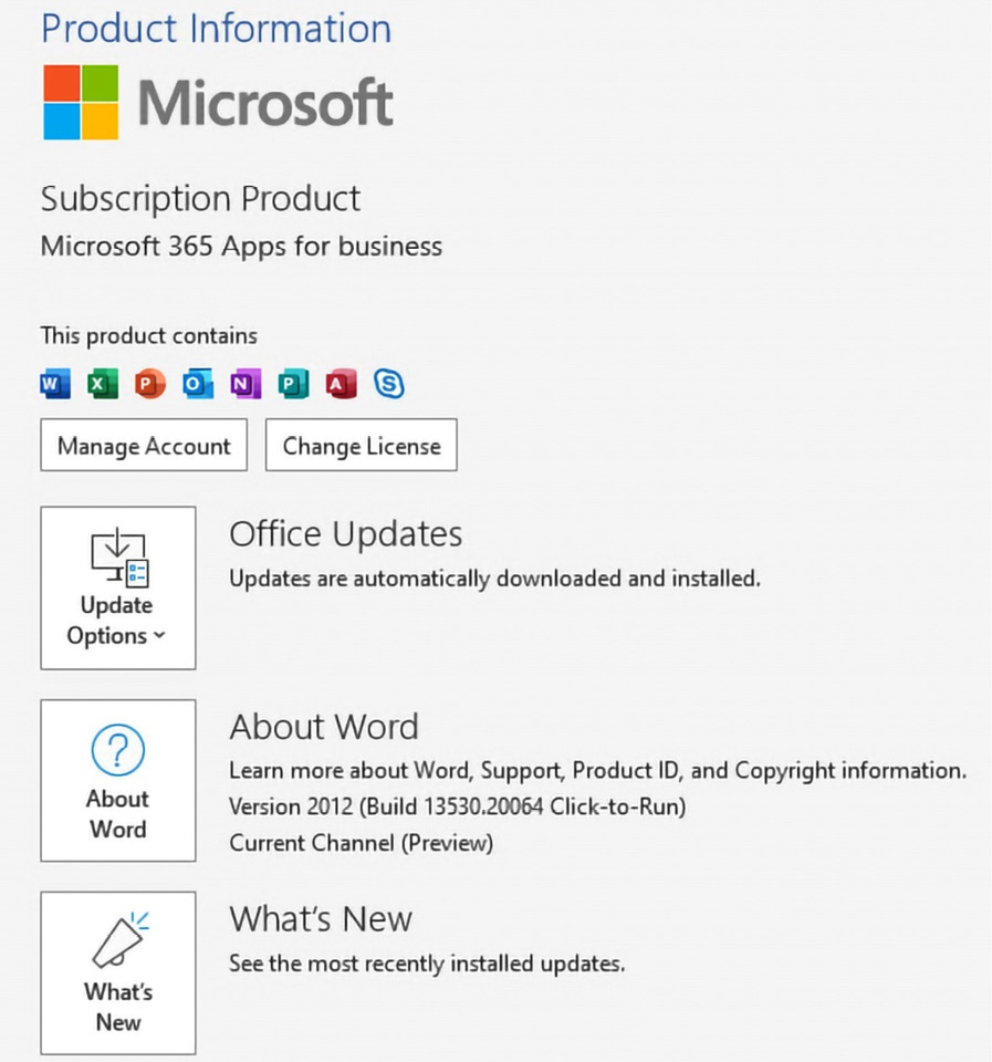 where to update microsoft word