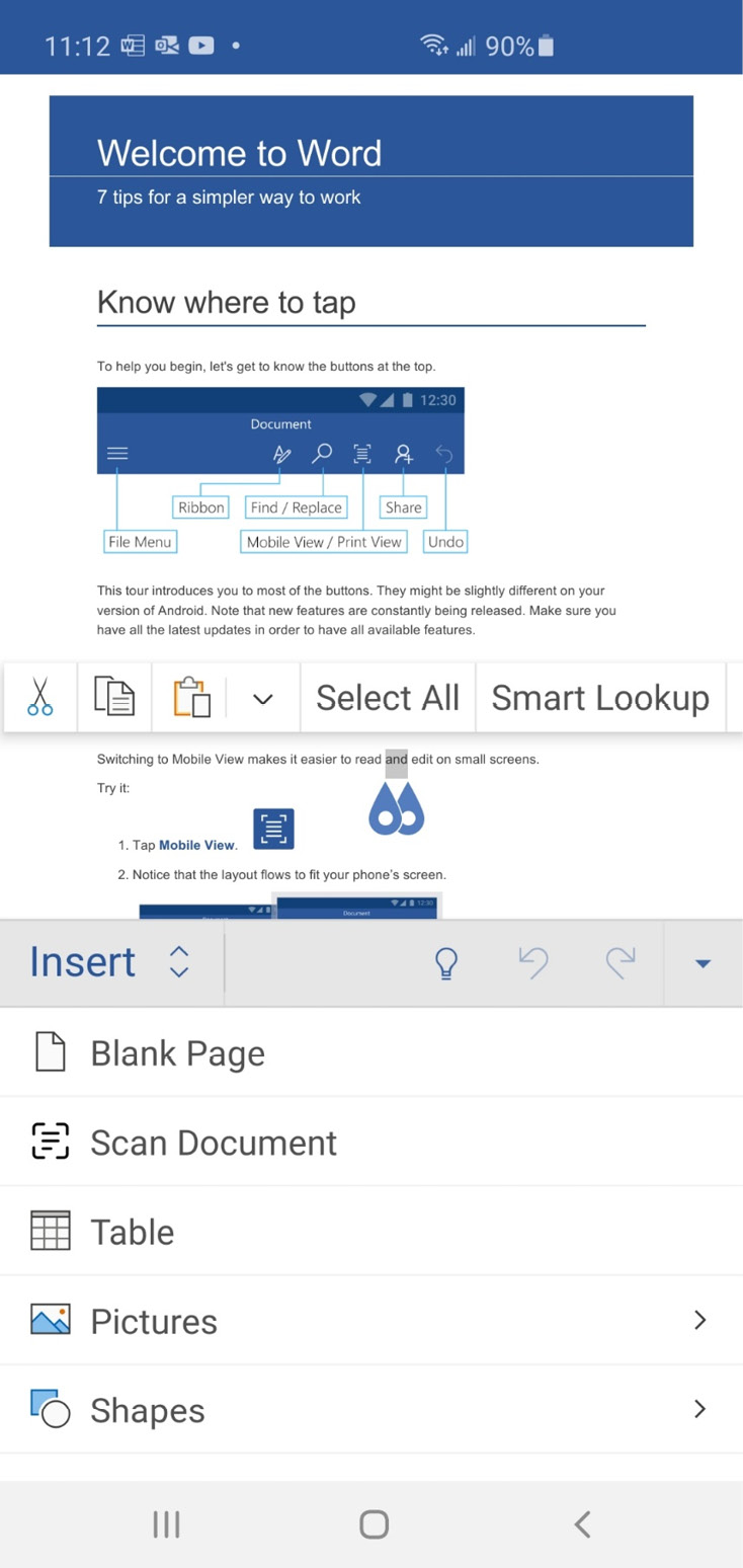 Figure 1.4 – Word Mobile on an Android phone
