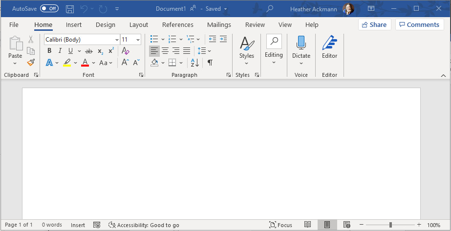 Figure 1.7 – Microsoft 365 Word on Windows 10
