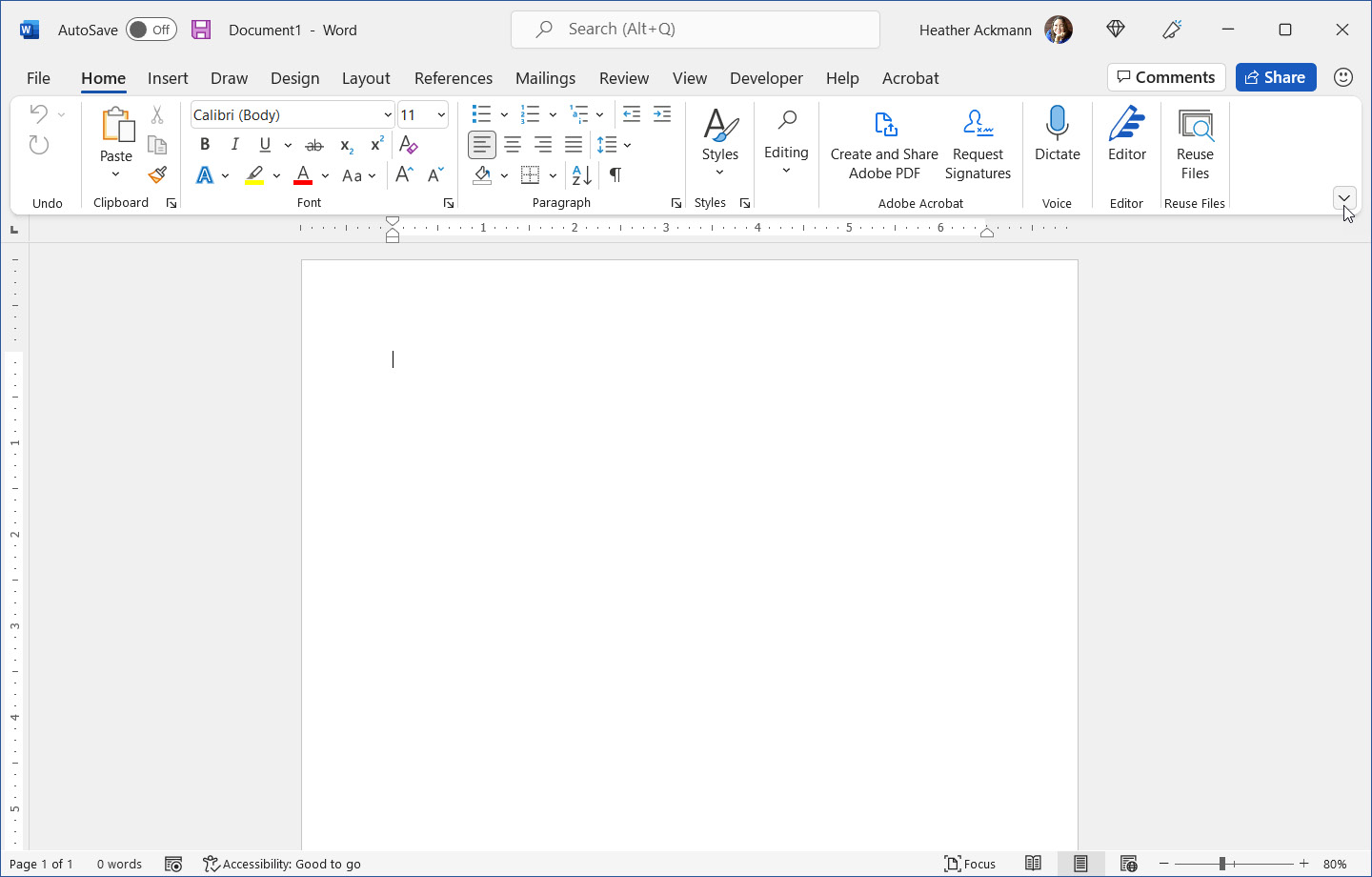 Figure 1.12 – Microsoft 365 Word on Windows 10 (Visual Refresh)
