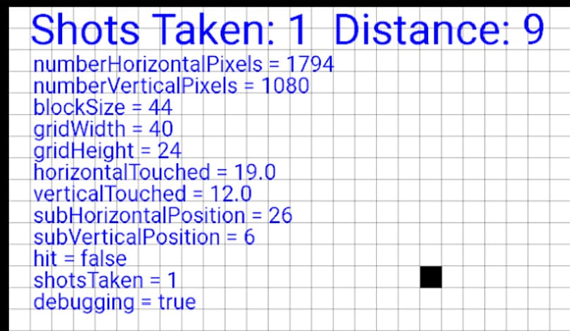 Figure 2.4 – The debugging information of the game
