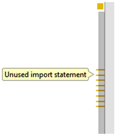 Figure 2.6 – Indicating unused import statements
