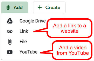 Figure 1.31 – Options in the Add menu that use a hyperlink
