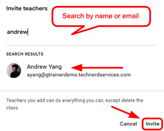 Figure 1.38 – Invite teacher dialog box
