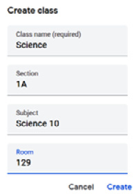 Figure 1.4 – Information for the Class in Google Classroom
