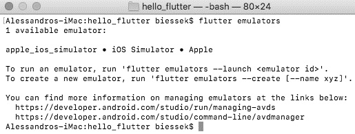 Figure 1.7 – Output from the flutter emulators command
