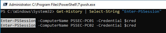 Figure 1.11 – Searching the session history