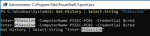 Figure 1.12 – Searching the session history