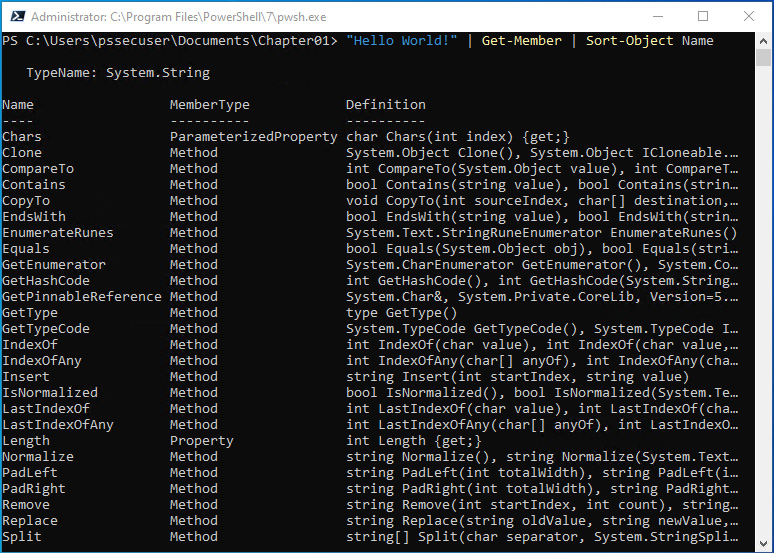 Figure 1.24 – Displaying all the available members of a string