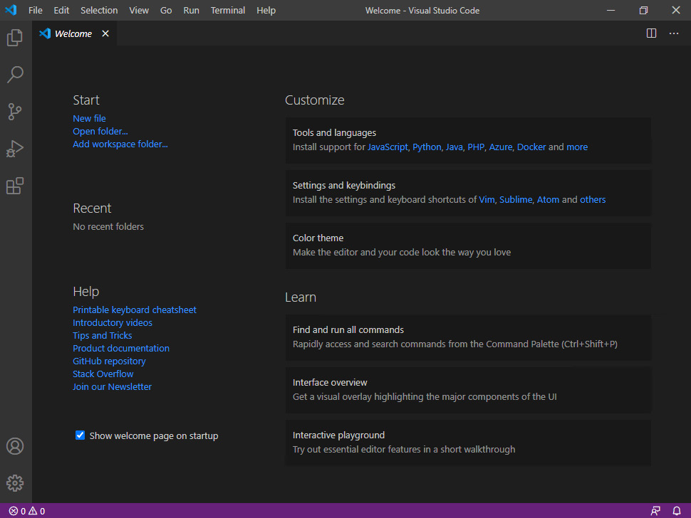 Figure 1.26 – The Visual Studio Code editor