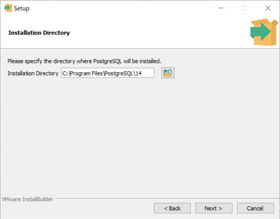 Figure 0.10: PostgreSQL default installation directory