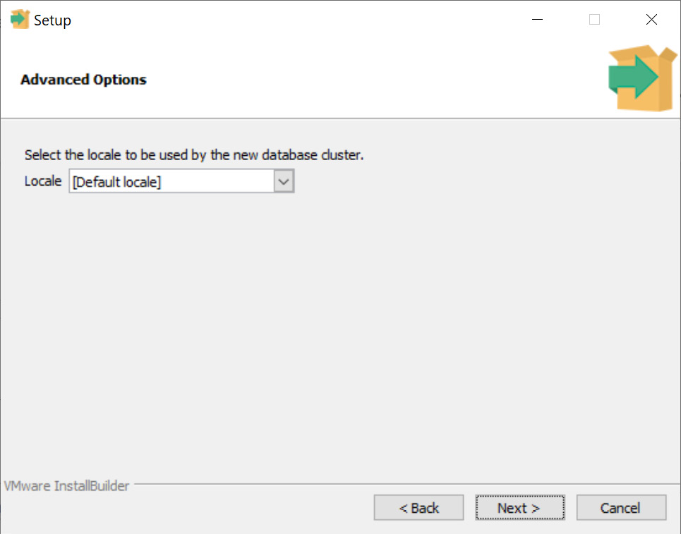 Figure 0.15: Selecting the locale for the Database cluster