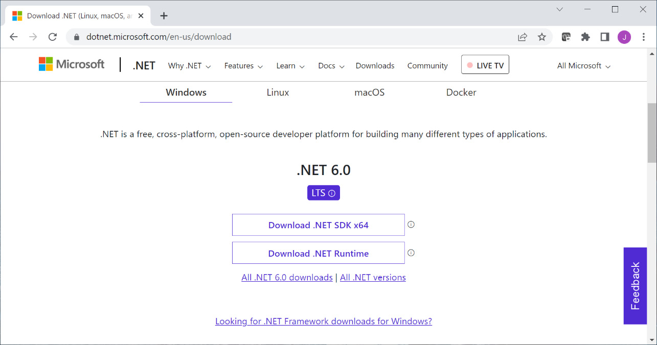 Figure 0.2: .NET 6.0 download window