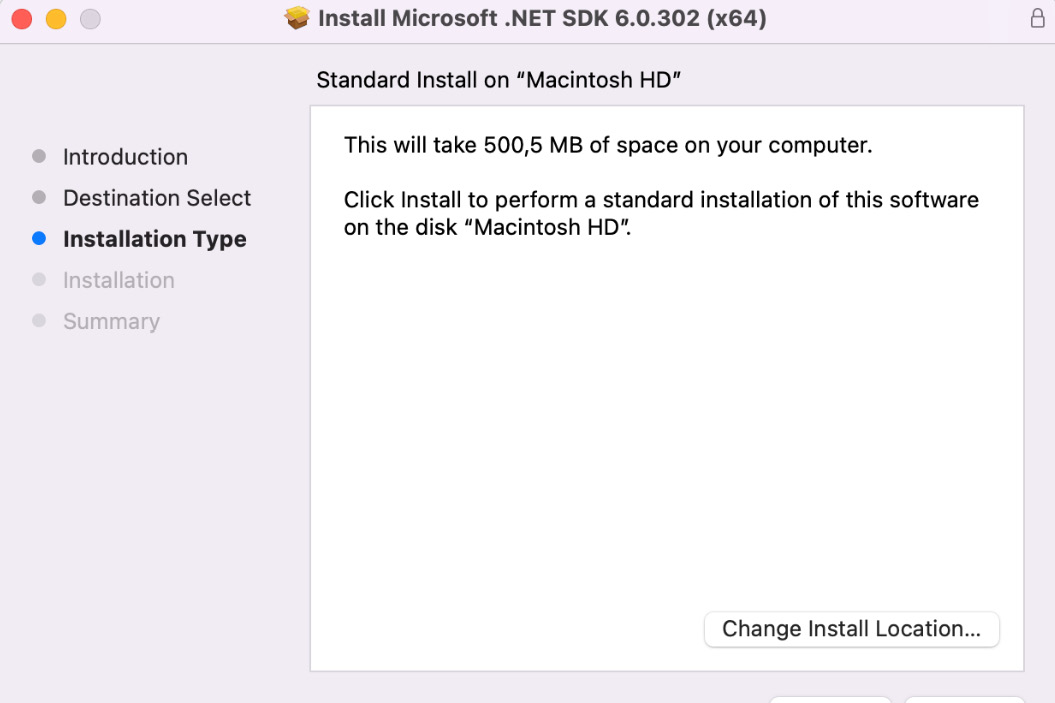 Figure 0.4: Window displaying the disk space required for installation