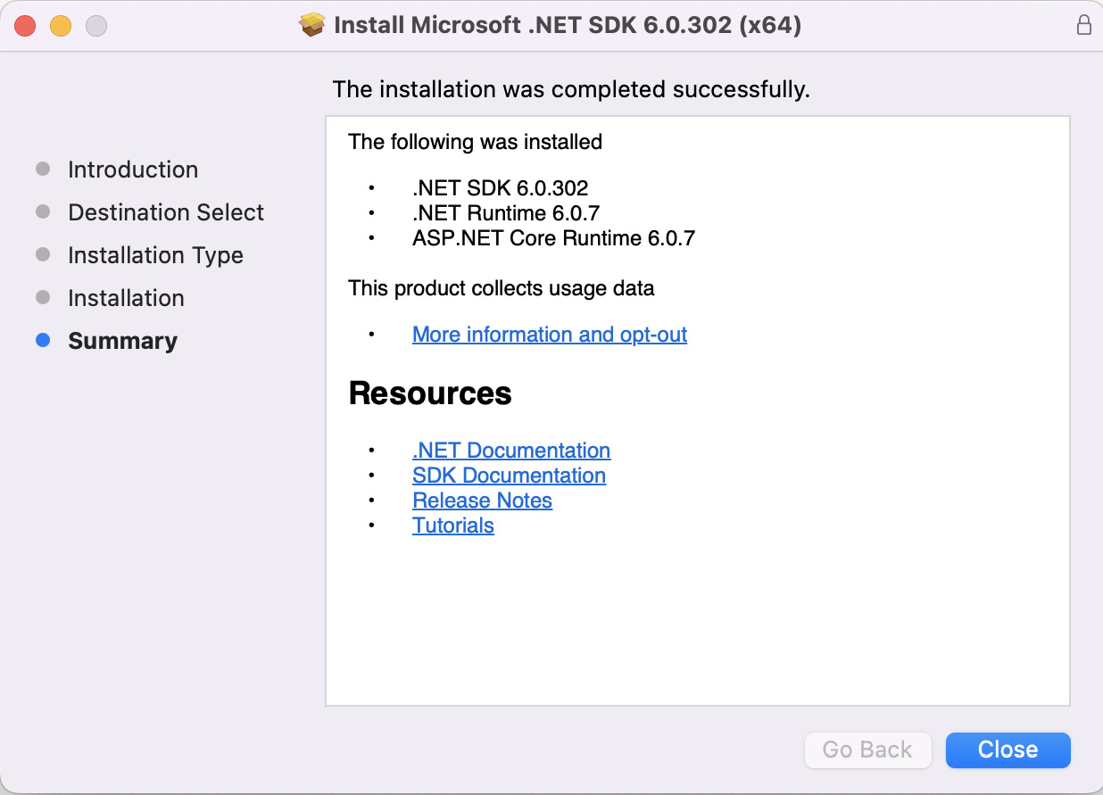 Figure 0.6: Window showing the installation as complete
