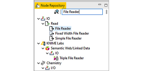 Figure 1.8 – The File Reader node under IO/Read in the Node Repository
