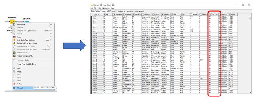 Figure 1.12 – Right-clicking a successfully executed node and selecting the last option shows the data table that was produced by the node