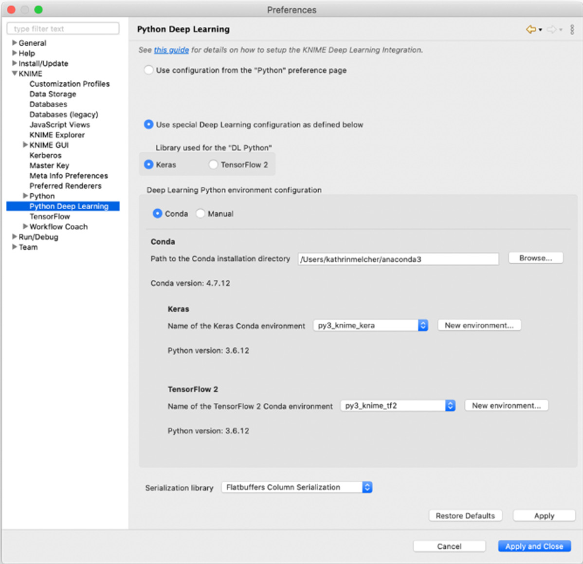 Figure 1.20 – Python Deep Learning preference page