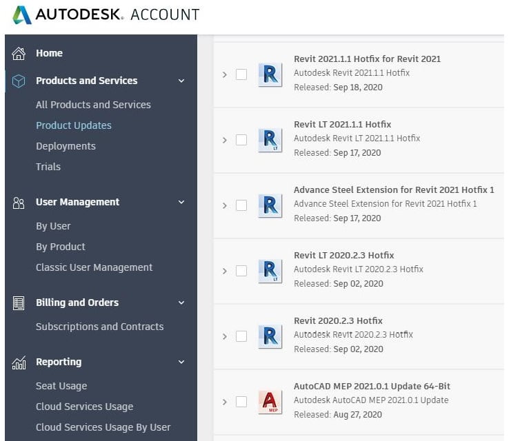 Figure 1.13 – The Autodesk Manage Account portal 
