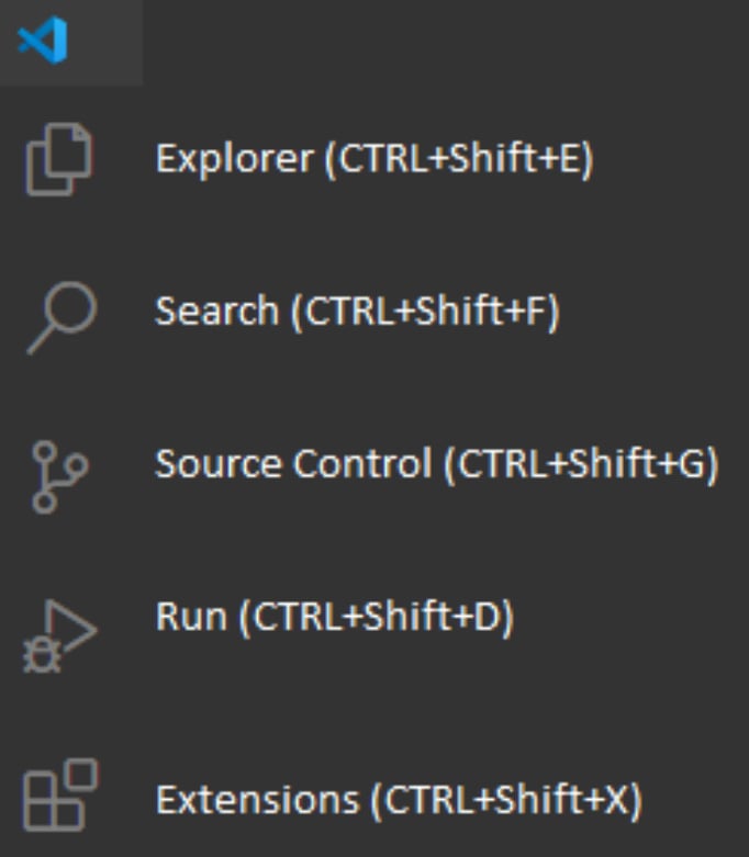 Figure 1.13 – Visual Studio Code navigation menu
