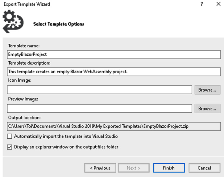 Figure 2.19 – The Select Template Options dialog
