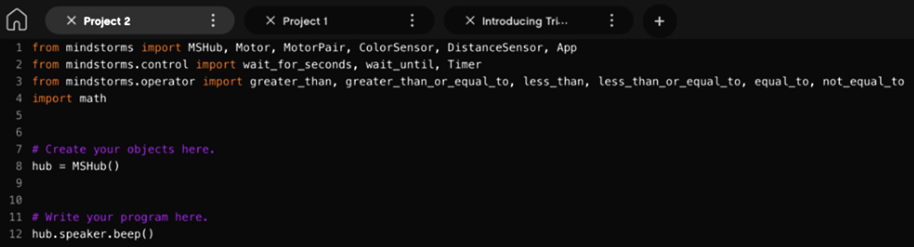 Figure 2.21 – Python coding interface within the software
