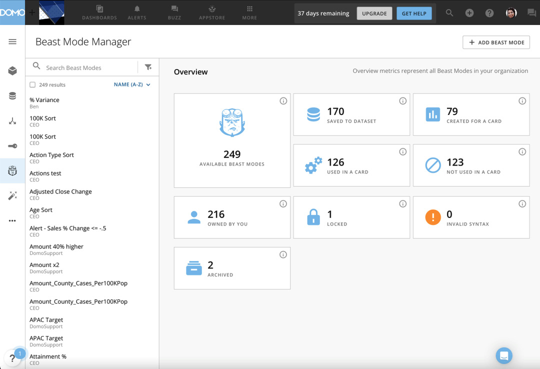 Figure 1.15 – Beast Mode Manager
