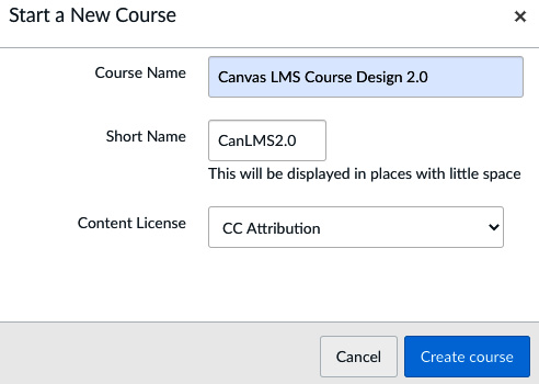 Figure 1.17 – Creating a new course
