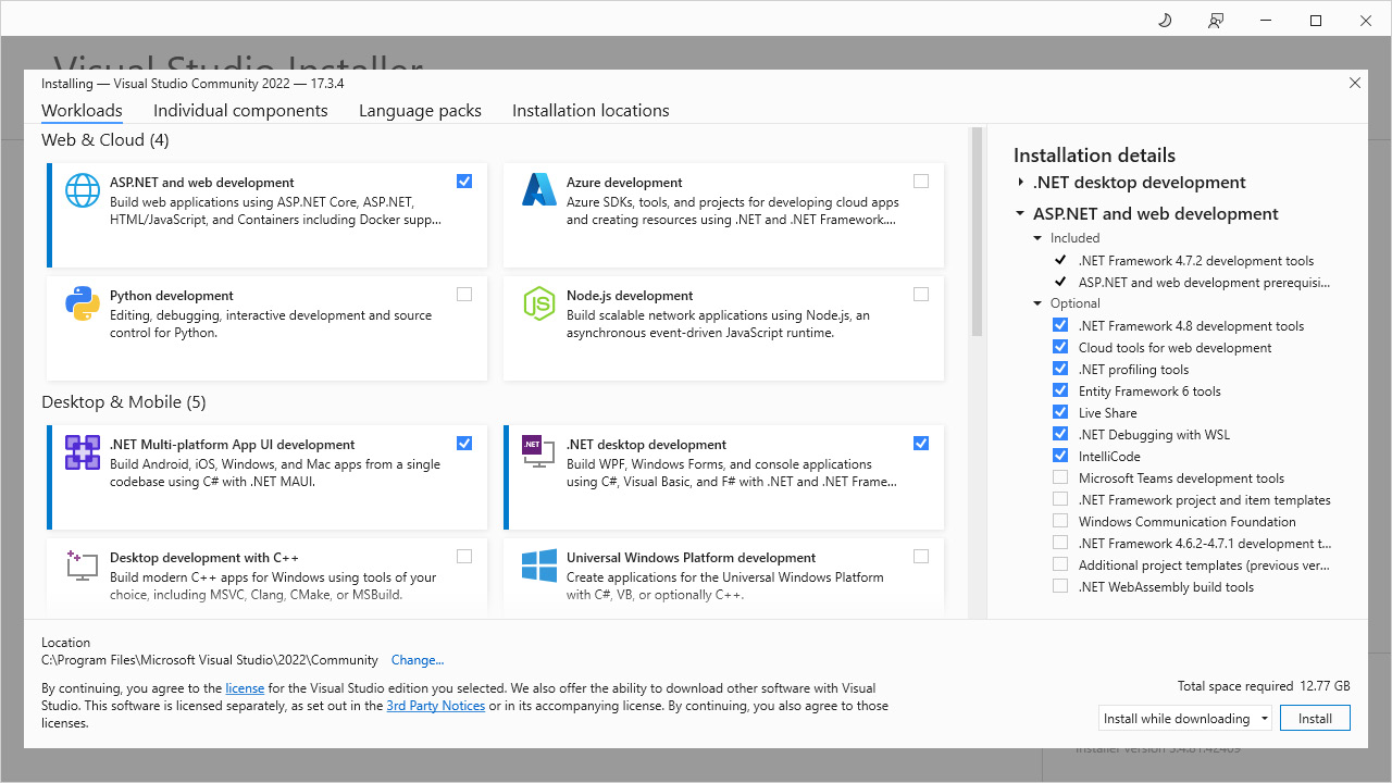 Figure 1.3: Visual Studio 2022 installation