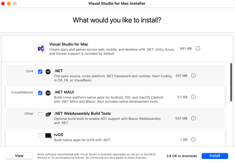 Figure 1.4: Visual Studio for Mac 2022 installation