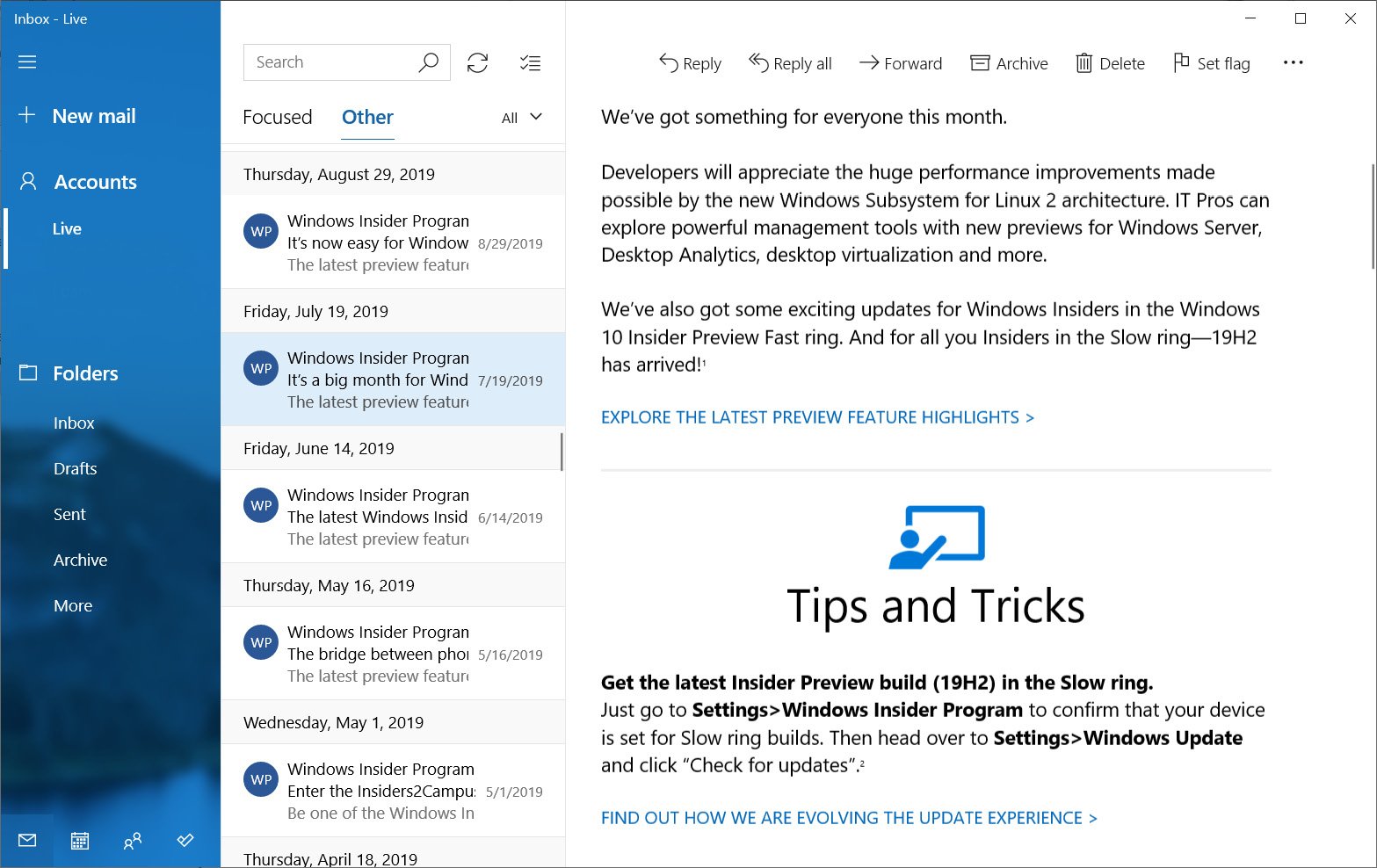 Figure 3.2: Mail in Windows