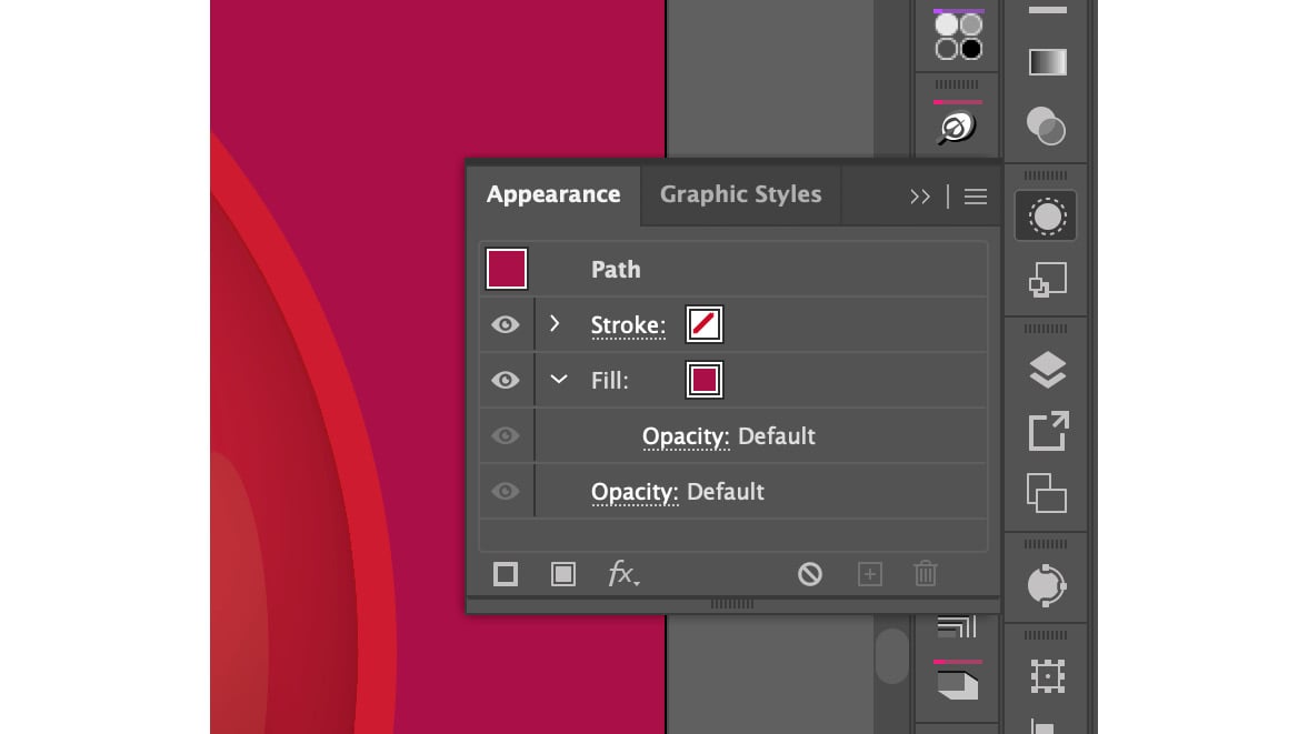 Figure 1.12 – Appearance panel showing the properties of the selected object
