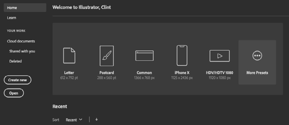 Figure 1.1 – Home screen options
