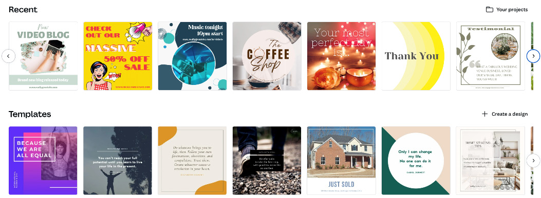 Figure 1.17 – Templates in Canva