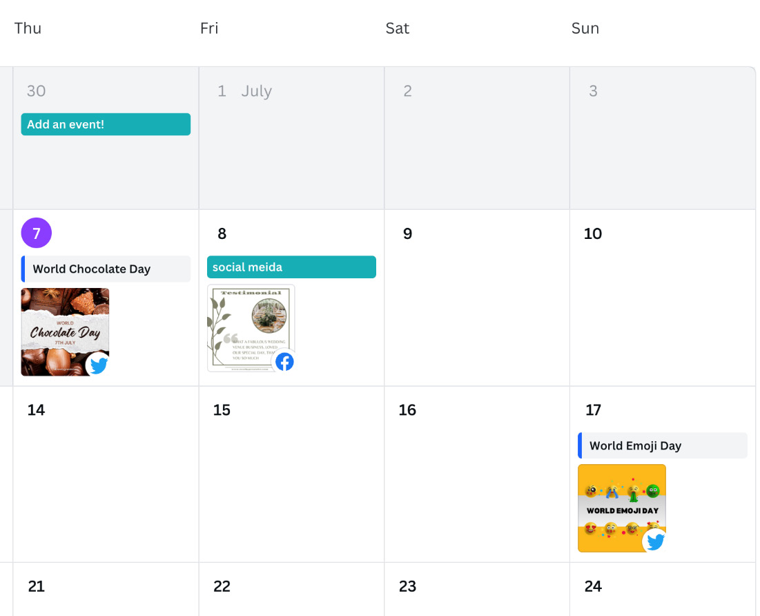 Figure 1.27 – View of the Content Planner with scheduled posts