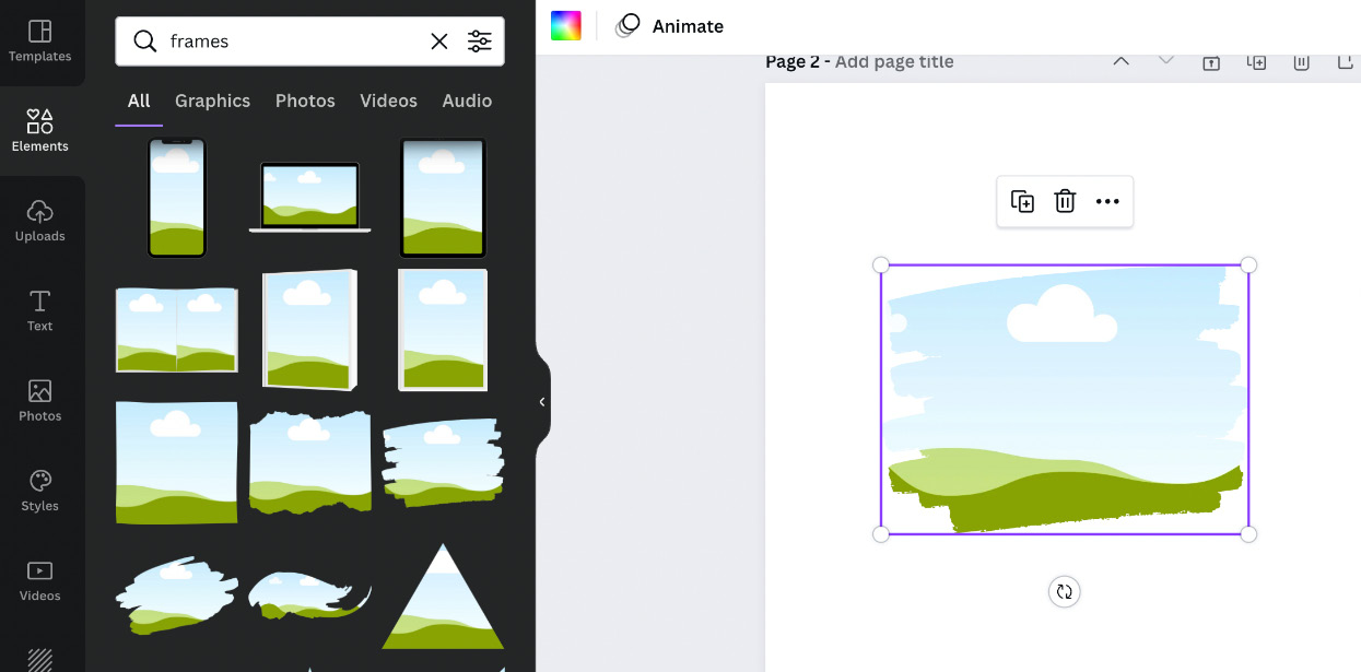 Figure 6.22 – Adding frames to templates