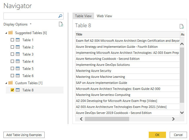 Figure 2.51 – Insert custom table from examples
