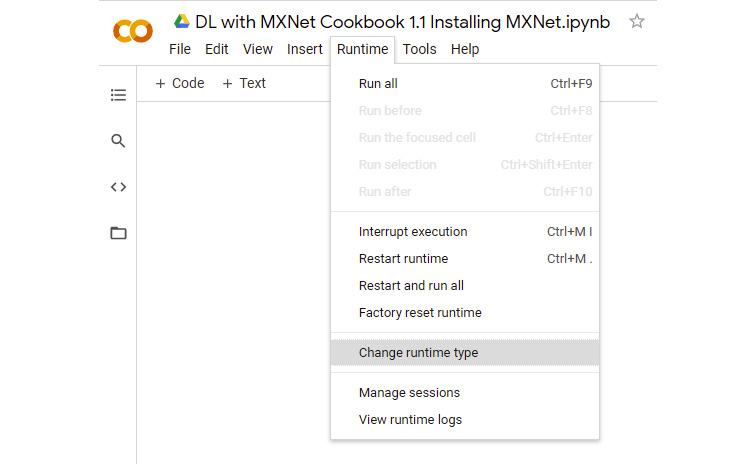 Figure 1.3 – Change runtime type