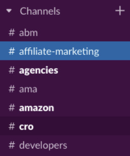 Figure 1.2 – Slack channels
