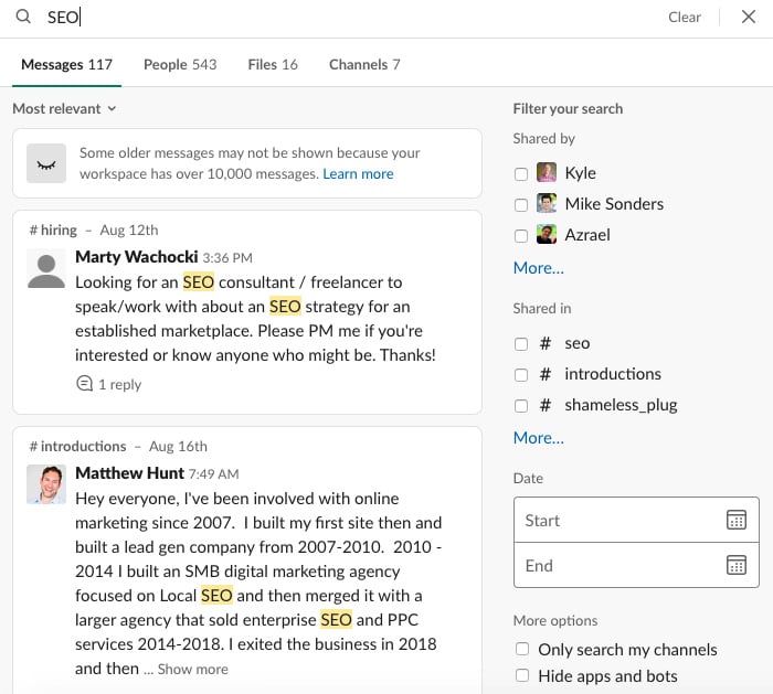 Figure 1.7 – Slack’s search feature
