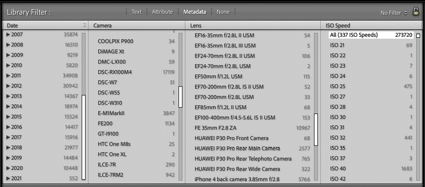 Figure 1.13 – Metadata filter example of query columns
