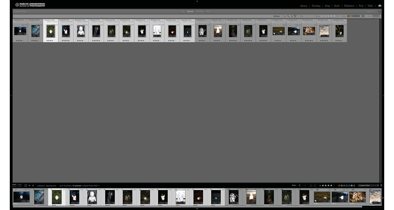 Figure 1.6A – Tiny cells in grid view with filmstrip and no side panels
