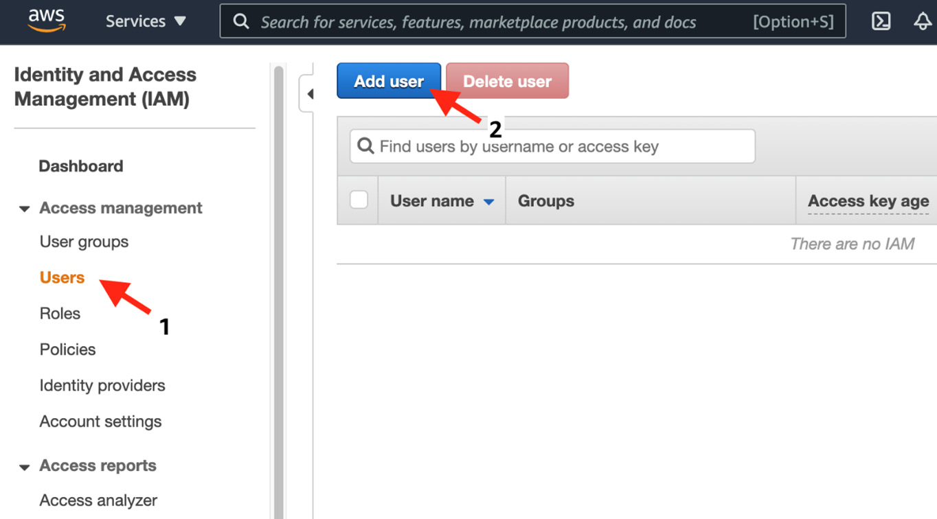 Figure 1.2 – Adding an IAM user in the IAM console
