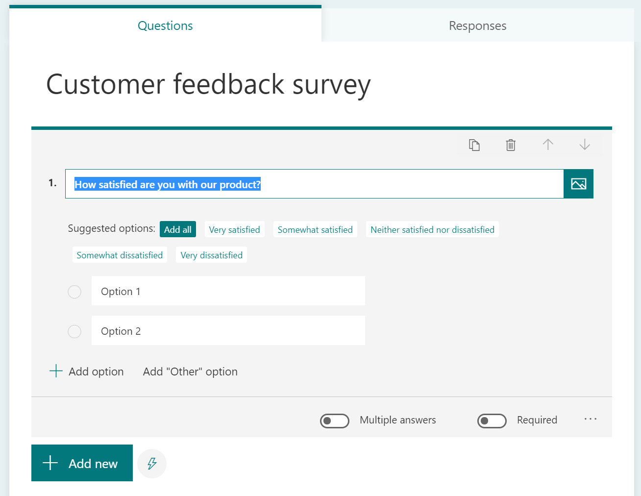 Figure 1.2 – Suggested options on a survey question
