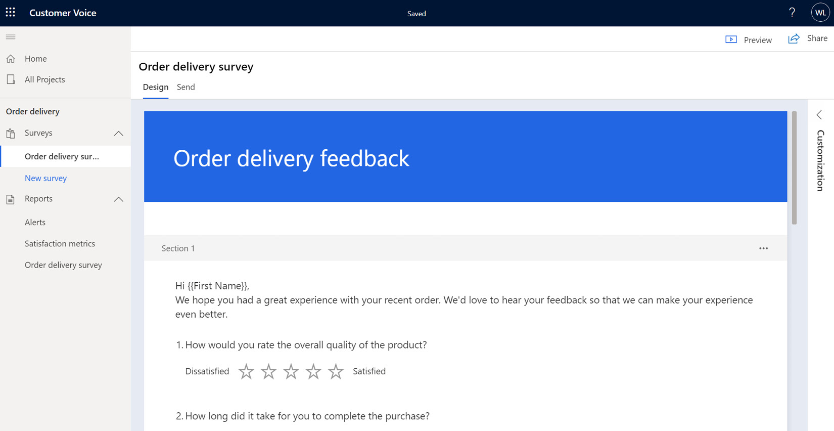 Figure 1.7 – Advanced survey authoring customization pane  
