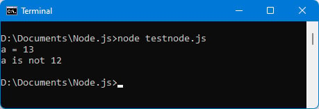 Figure 1.12 – Running the else part of the test
