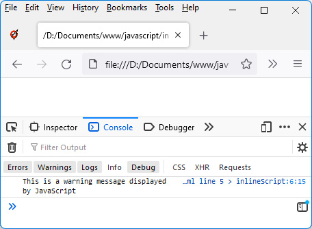 Figure 1.2 – Message displayed in the console
